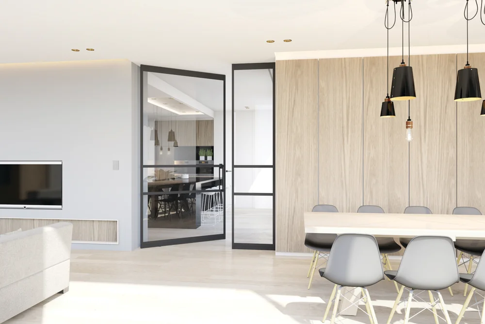 Lofttür aus Aluminium mit Seitenteil