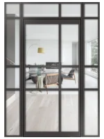 Lofttür Pivottür aus Aluminium mit Seitenteil und Oberlicht Modell Loft 10