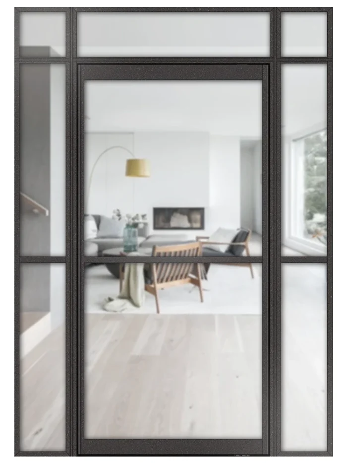 Lofttür Pivottür aus Aluminium mit Seitenteil und Oberlicht Modell Loft1