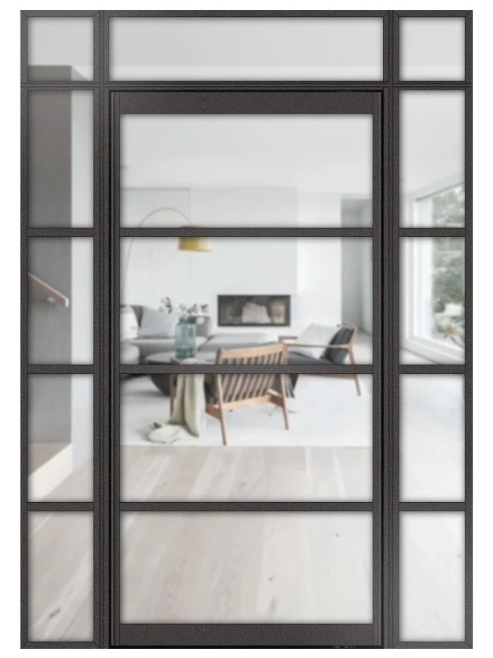 Lofttür Pivottür aus Aluminium mit Seitenteil und Oberlicht Modell Loft5