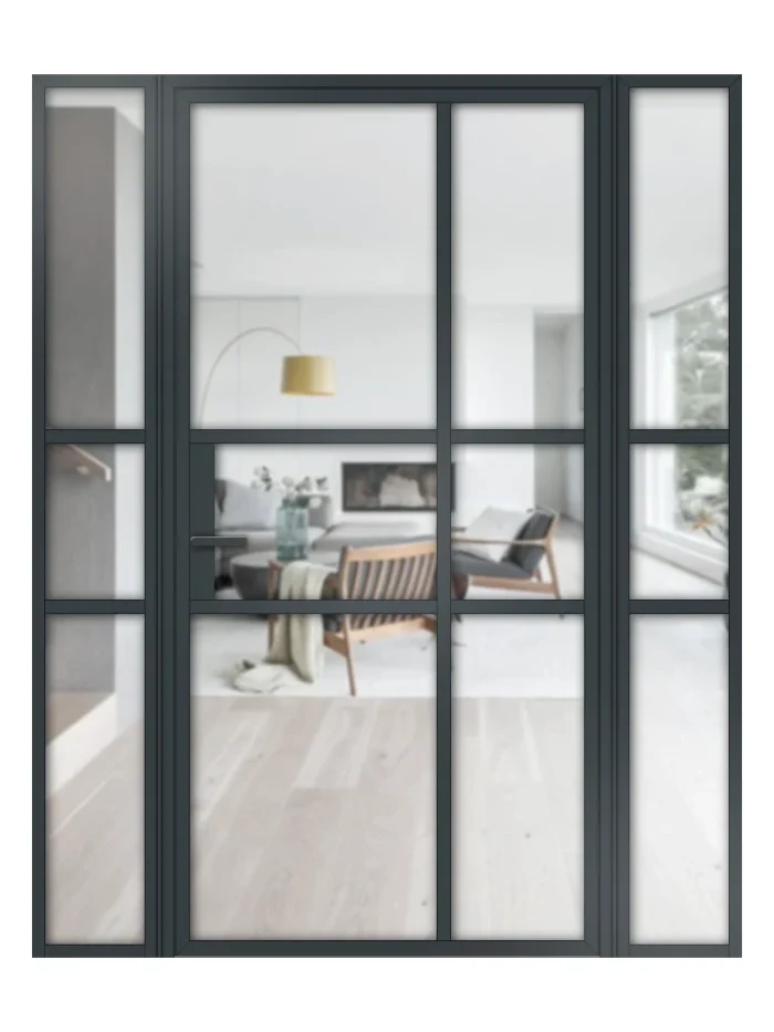 Lofttür Drehtür aus Aluminium mit Seitenteil Modell Loft 10