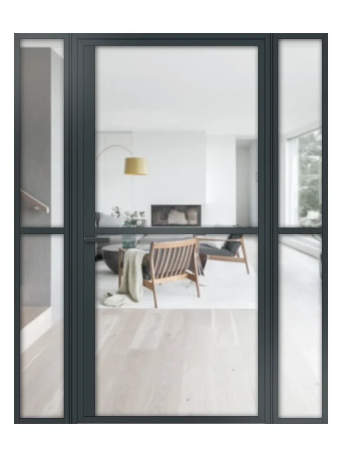 Lofttür Drehtür aus Aluminium mit Seitenteil Modell Loft1