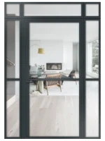 Lofttür Drehtür aus Aluminium mit Seitenteil und Oberlicht Modell Loft1