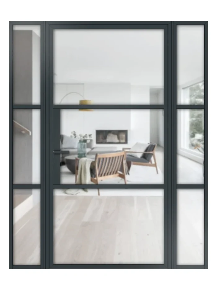 Lofttür Drehtür aus Aluminium mit Seitenteil Modell Loft 3