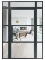 Lofttür Drehtür aus Aluminium mit Seitenteil und Oberlicht Modell Loft 3