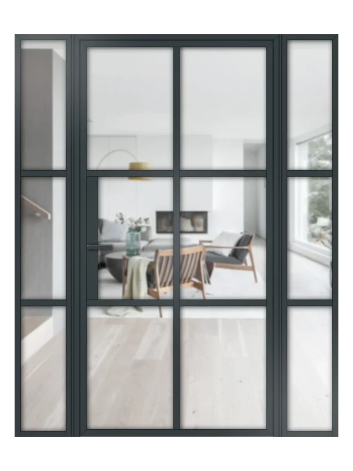 Lofttür Drehtür aus Aluminium mit Seitenteil Modell Loft 4