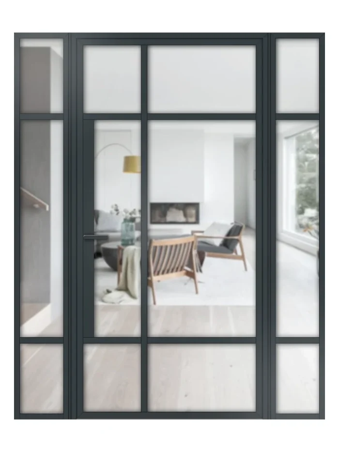 Lofttür Drehtür aus Aluminium mit Seitenteil Modell Loft 8