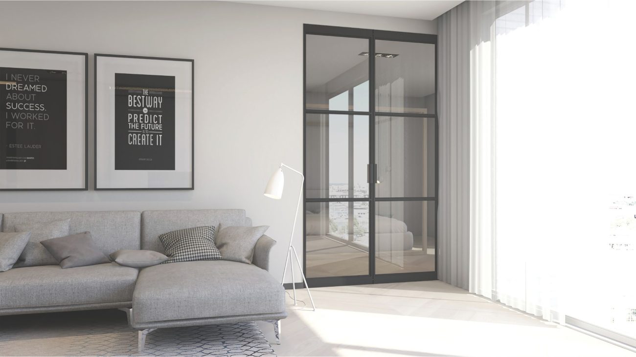 Loft-Drehtür aus Aluminium und Glas